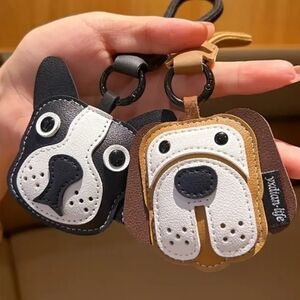 Boston Terrier Puppy Face Faux Leather Charm/Keychain